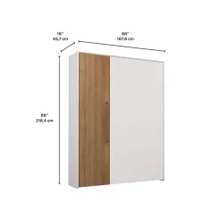 Queen Murphy Bed - White & Brown