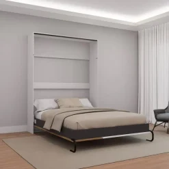 Queen Murphy Bed - White & Brown