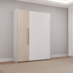 Queen Murphy Bed - White & Grey