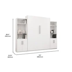 Queen Murphy Bed and Storage Units - White