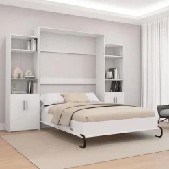 Queen Murphy Bed and Storage Units - White
