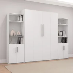 Queen Murphy Bed and Storage Units - White
