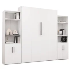 Queen Murphy Bed and Storage Units - White