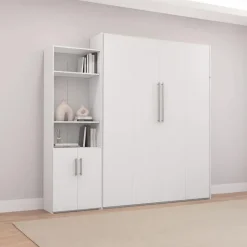 Queen Murphy Bed and Storage Unit - White