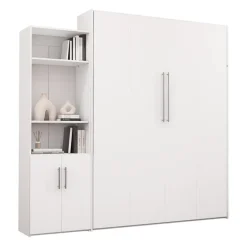 Queen Murphy Bed and Storage Unit - White