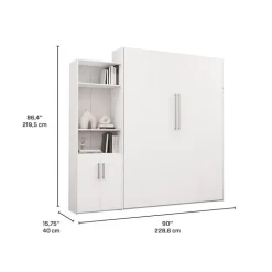 Queen Murphy Bed and Storage Unit - White