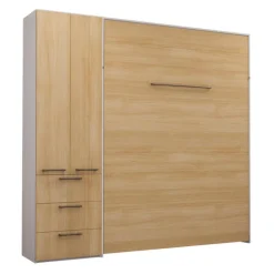 Queen Murphy Bed with Storage Unit - Natural