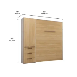 Queen Murphy Bed with Storage Unit - Natural