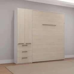 Queen Murphy Bed with Storage Unit - Grey