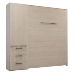 Queen Murphy Bed with Storage Unit - Grey