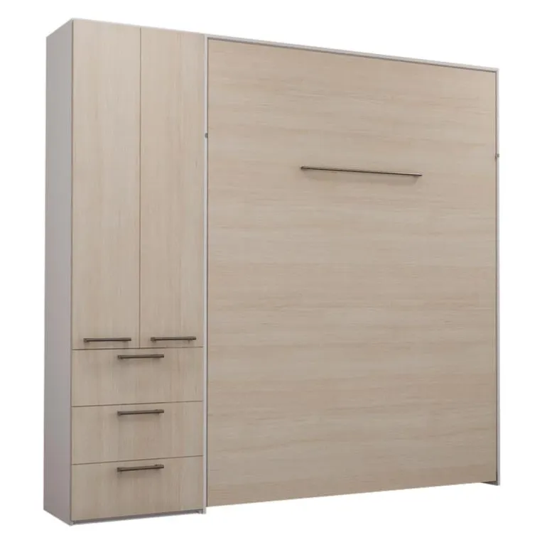 Queen Murphy Bed with Storage Unit - Grey