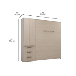 Queen Murphy Bed with Storage Unit - Grey