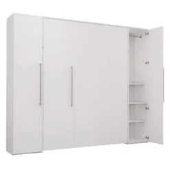 Queen Murphy Bed with Storage Units - White