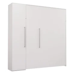 Queen Murphy Bed with Storage Unit - White