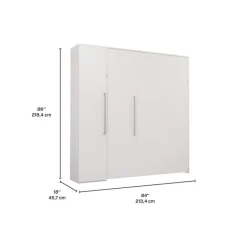 Queen Murphy Bed with Storage Unit - White