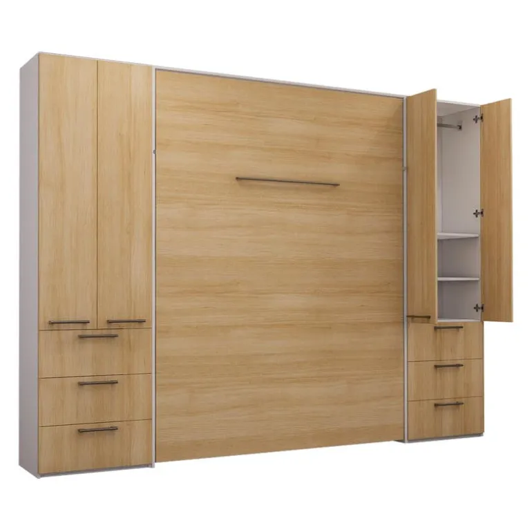 Queen Murphy Bed with Storage Unit - Natural