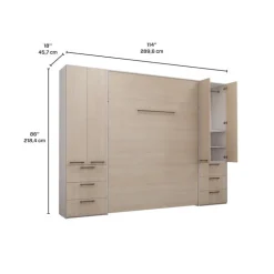 Queen Murphy Bed with Storage Unit - Grey