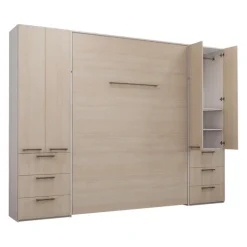 Queen Murphy Bed with Storage Unit - Grey