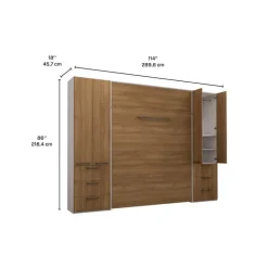 Queen Murphy Bed with Storage Units - Brown