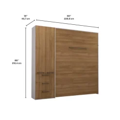 Queen Murphy Bed with Storage Unit - Brown