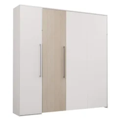 Queen Murphy Bed with Storage Unit - White & Grey