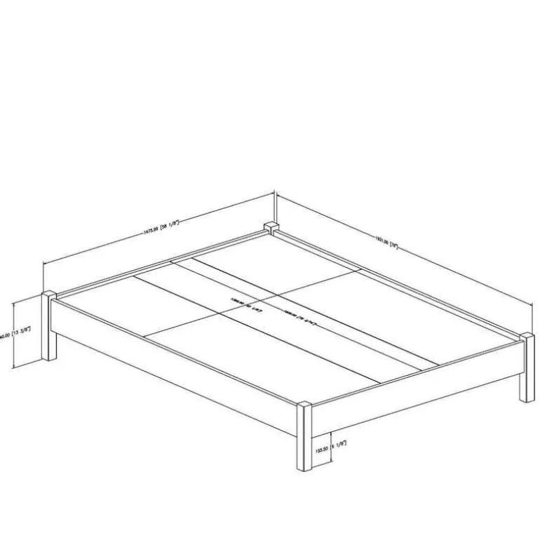 Queen Platform Bed (60'') - South Shore