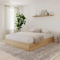 Queen Platform Bed with 3-Drawer Storage (60