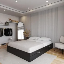 Queen Platform Bed with 2-Drawer Storage (60