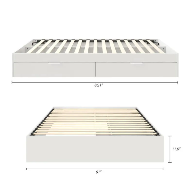 Queen Platform Bed with 2-Drawer Storage (60") - Nexera