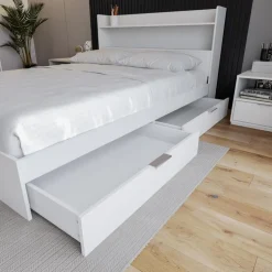 Queen Platform Bed with 2-Drawer Storage (60