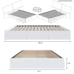 Queen Platform Bed with 3-Drawer Storage (60") - Nexera