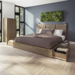 Queen Platform Bed with Headboard (60")