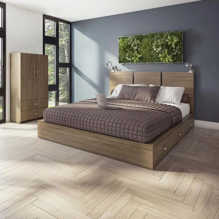 Queen Platform Bed with Headboard (60")