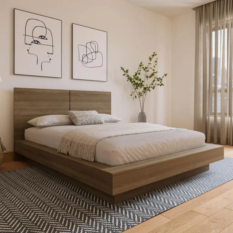 Queen Platform Bed with Headboard (60") - Nexera