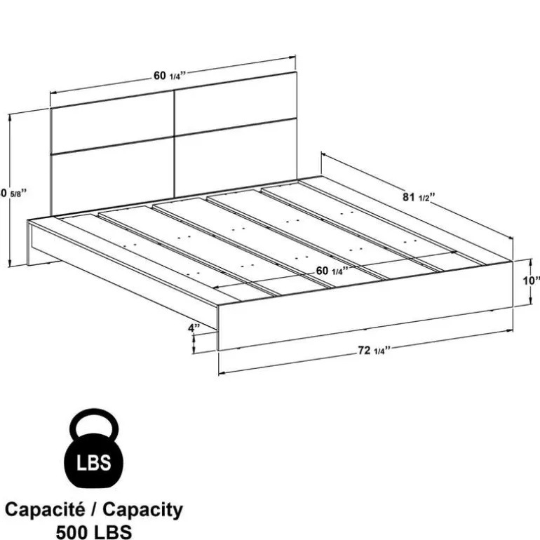 Queen Platform Bed with Headboard (60")