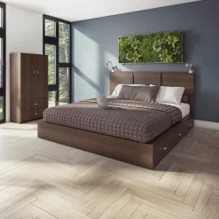 Queen Platform Bed with Headboard (60")