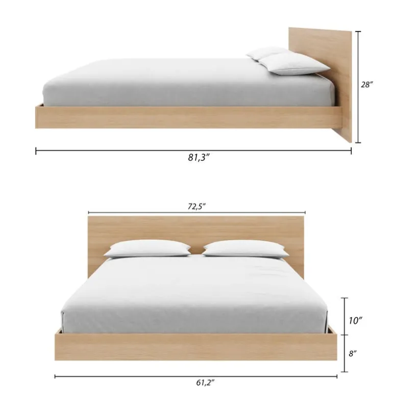 Queen Platform Bed with Headboard (60") - Nexera