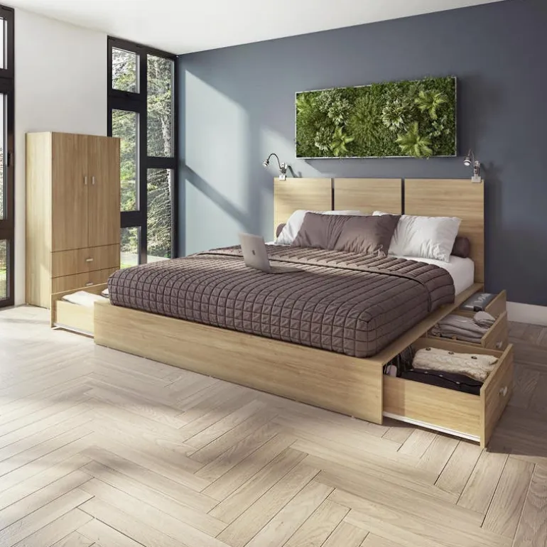 Queen Platform Bed with Headboard (60")