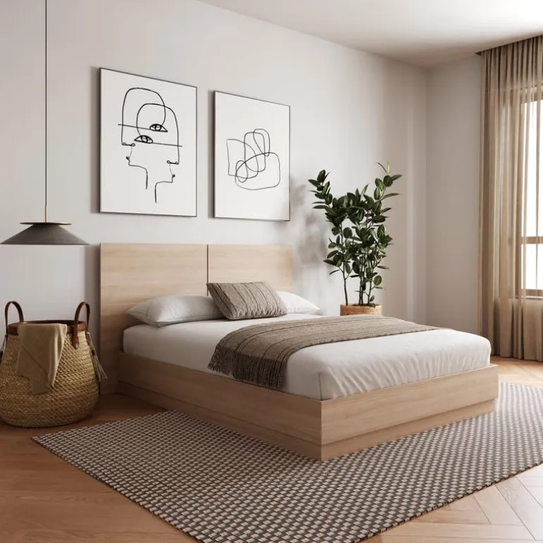 Queen Platform Bed with Headboard (60") - Nexera
