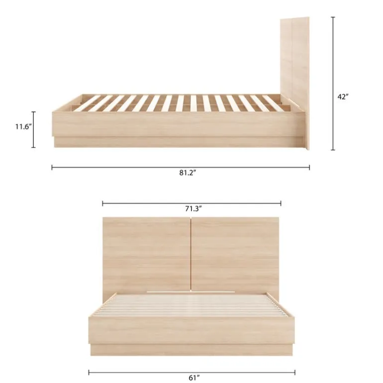 Queen Platform Bed with Headboard (60") - Nexera