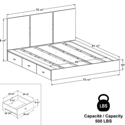 Queen Platform Bed with Headboard (60")