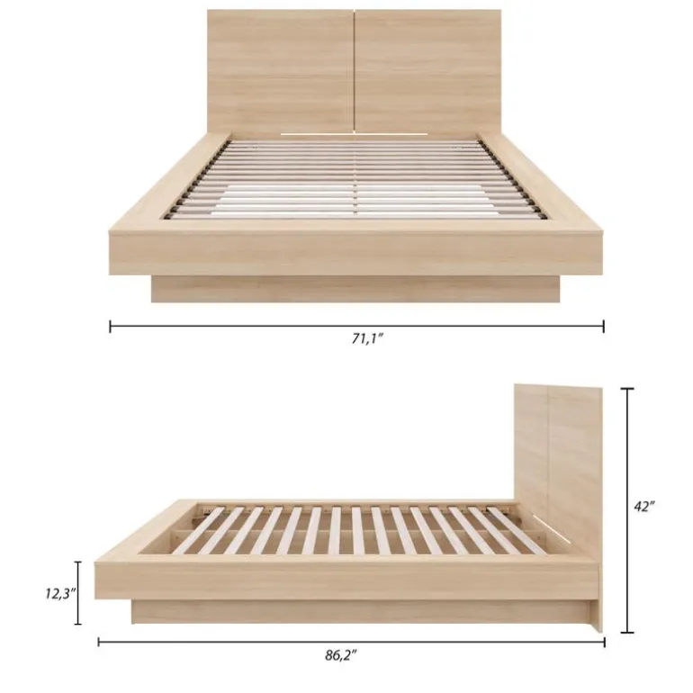 Queen Platform Bed with Headboard (60") - Nexera
