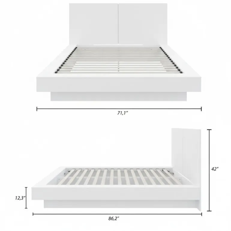 Queen Platform Bed with Headboard (60") - Nexera