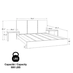 Queen Platform Bed with Integrated Bedside Tables (60