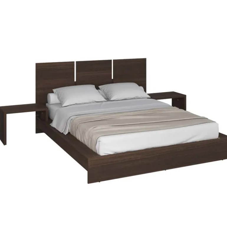 Queen Platform Bed with Integrated Bedside Tables (60")