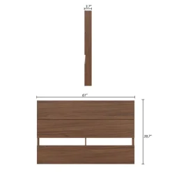 Queen Size Panel Headboard, Walnut - Nexera