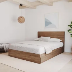 Queen Size Panel Headboard, Walnut - Nexera