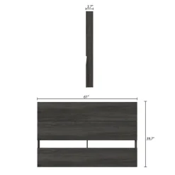 Queen Size Panel Headboard, Bark Grey - Nexera