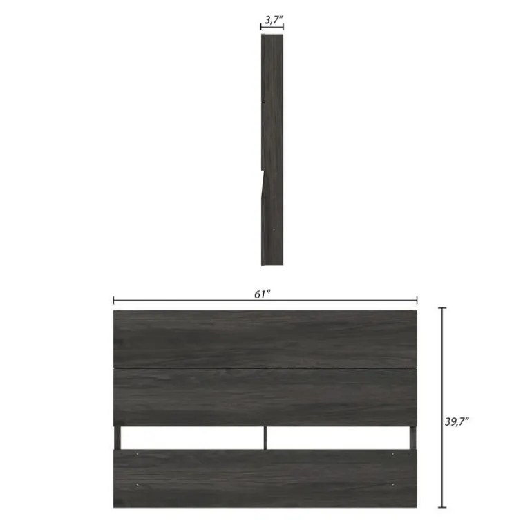 Queen Size Panel Headboard, Bark Grey - Nexera