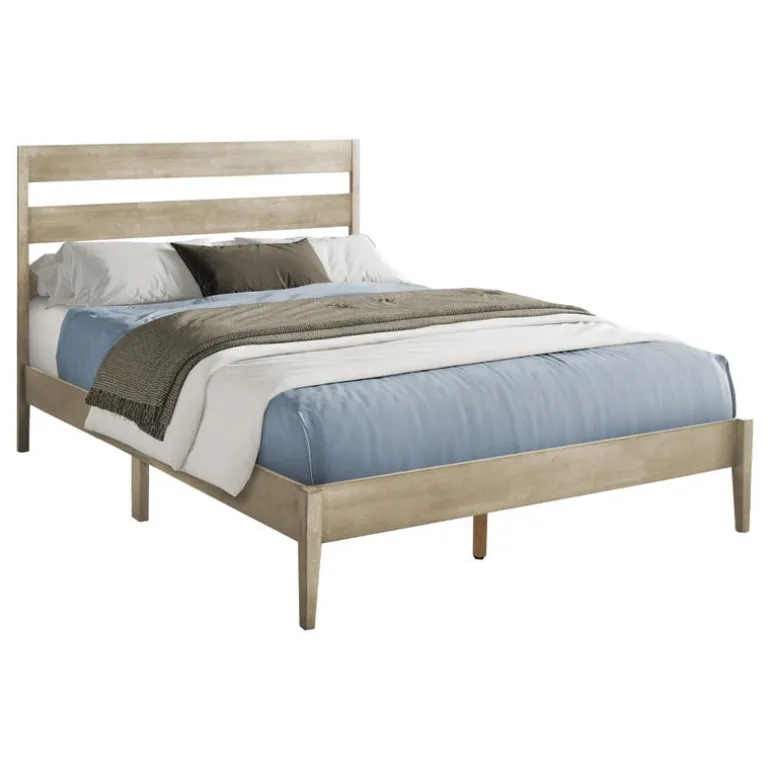 Queen Solid Wood Bed with Headboard (60") - Monarch